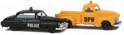 Busch 8322 N Scale Buick pol & Chevy DPW 2pk