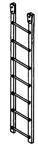 Details West 1006 HO Scale 7 Rung Ladders with Brackets (Pack of 4)