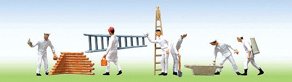 Faller 151049 HO Bricklayers & Painter w/Ladder Figures (Set of 6)