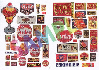 JL Innovative Design 422 HO HO Ice Cream and Soda Fountain Signs 1940-1950 (49)