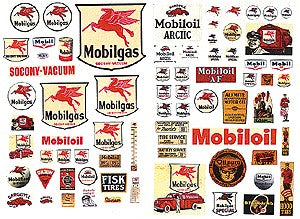 JL Innovative Design 485 HO 1930-1950 Mobil Vintage Gas Station Sign (Set of 74)