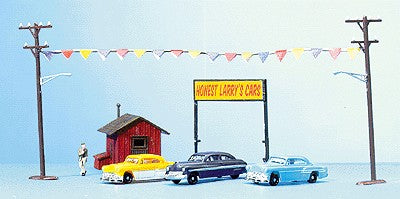 Life Like 1324 HO Scene Master Scene Essentials Used Car Lot