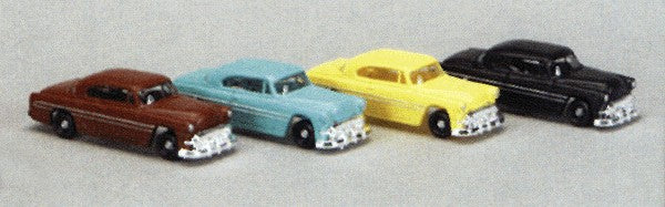 Life Like 1623 HO Scenemaster Plastic '50 American Automobiles Pack #1(Set of 4)