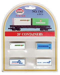 Model Power 1361 2N Scale 20' Containers Assortment (4 pieces)