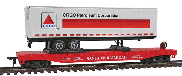 Model Power 8360 HO Santa Fe RR Flatcar W/Citgo Trailer