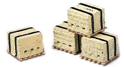 Model Railstuff 530 HO Pallets of Banded Bricks Yellow (Pack of 4)