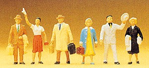 Preiser 10020 HO Standing Travelers Figures With Luggage (Set of 6)