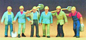 Preiser 10033 HO Track Worker Figures with Tools (Set of 6)
