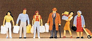Preiser 10121 HO Shoppers Figures with Grocery Bag (Set of 6)