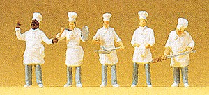 Preiser 10329 HO Scale Working Kitchen Cooks Figures (Set of 5)
