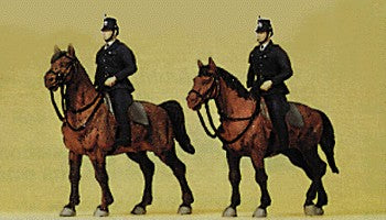 Preiser 10399 HO German Police Mounted On Horseback Figures (Set of 2)