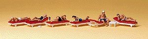 Preiser 10429 HO Sunbathers on Lounge Figures (Set of 6)