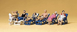 Preiser 10437 HO Seated People Figures with Folding Chairs (Set of 6)