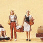 Preiser 10470 HO Travelers Figures with Pushing Cart & Wheelchair (Set of 5)