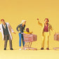 Preiser 10492 HO Going Shopping Figures with Carts (Set of 6)