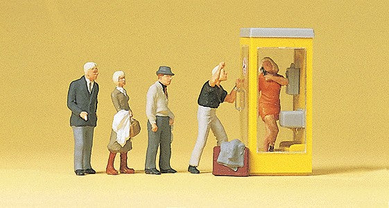 Preiser 10523 HO Waiting Persons At The Phone Booth Figures (Set of 6)
