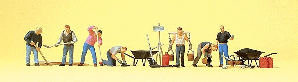 Preiser 10546 HO Road Workers Figures with Accessories (Set of 7)