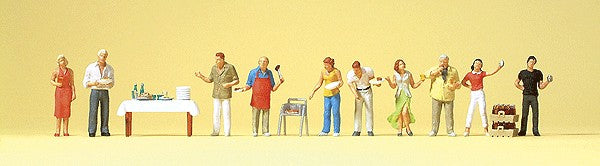 Preiser 10553 HO At the Barbecue Figures with Accesoories (Set of 10)