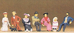 Preiser 12137 HO 1900's People Sitting On Platform Figures (Set of 7)