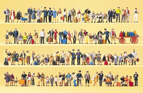 Preiser 13000 HO Railroad Personel, Travelers & Passers-By Figures (Set of 100)