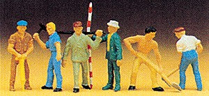 Preiser 14030 HO Scale Road Workers Figures with Tools (Set of 6)