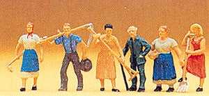 Preiser 14040 HO Farm Workers Figures with Tools (Set of 6)