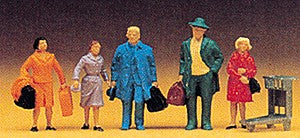 Preiser 14104 HO Passengers Figures With Bags & Trolley (Set of 6)