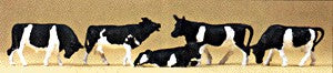 Preiser 14155 HO Animals - Black & White Cows Figures (Set of 5)
