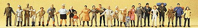 Preiser 14413 HO Strollers Hikers & Backpackers Figures (Set of 24)