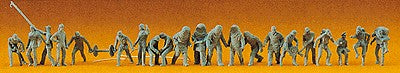 Preiser 16329 HO Unpainted Firemen w/Accessories Plastic Figure Kit (Set of 42)