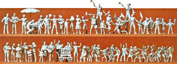 Preiser 16342 HO Unpainted Local Fun-Fair Visitors & Showmen Plastic Figure Kit