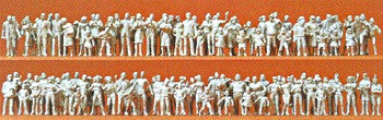 Preiser 16343 HO Unpainted Passers-by & Spectators Figure Kit (Set of 130)