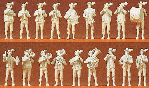 Preiser 16353 HO Scale Unpainted Bavarian Band Plastic Figure Kit (Set of 18)