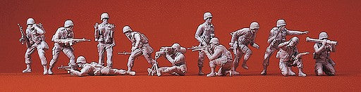 Preiser 16533 HO Unpainted Modern US Army Infantry Figure Kit (Set of 12)
