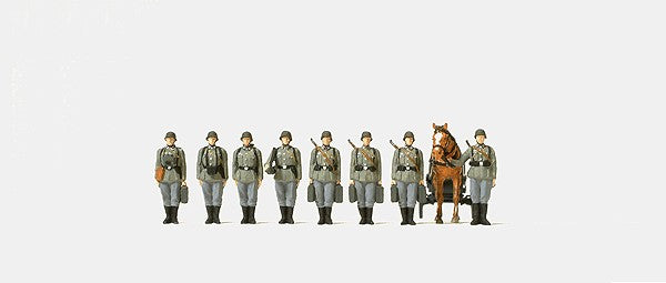 Preiser 16585 HO Unpainted Infantry Riflemen w/Mortar Figure Kit (Set of 9)