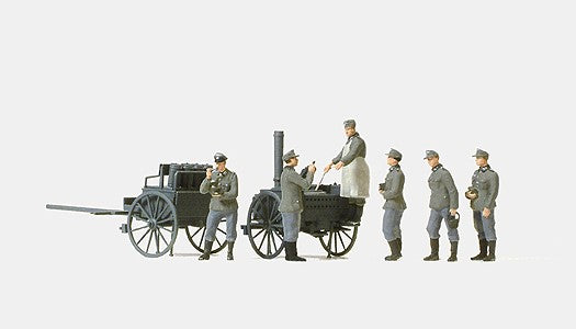 Preiser 16594 HO Joining the Chow Line Field Kitchen Figure (Set of 6)