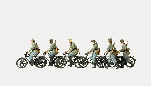 Preiser 16596 HO Bicycle Unit Cycling & Walking Plastic Figure Kit (Set of 6)