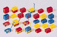 Preiser 17113 HO Plastic Stacking Boxes with Carts Plastic Model Kit