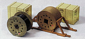 Preiser 17114 HO Cable Drums and Craters Plastic Model Kit (Set of 4)