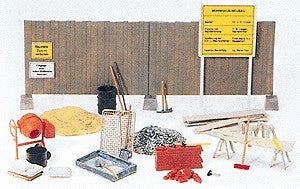 Preiser 17177 HO Concrete Mixer, Boarding, Tools Etc. Plastic Model Kit