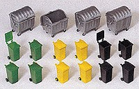 Preiser 17202 HO Trash Container Assortment Plastic Model Kit (Set of 16)