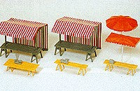 Preiser 17500 HO Market Stalls & Sunshades Plastic Model Kit