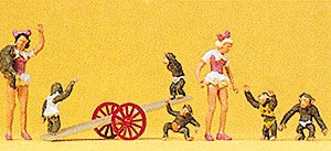 Preiser 20257 HO Circus Girls with Monkey Figures (Set of 6)