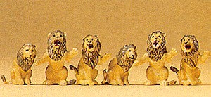 Preiser 20381 HO Animals - Seated Lions Figures (Set of 6)