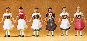 Preiser 24607 HO Bavarian Woman Group in Costume Figures (Set of 6)
