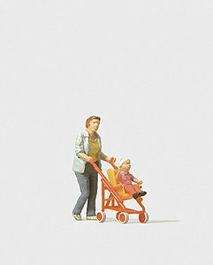 Preiser 28079 HO Woman With Buggy Figure (Set of 2)