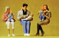 Preiser 45024 G Seated Parents with Babies Figures (Set of 6)