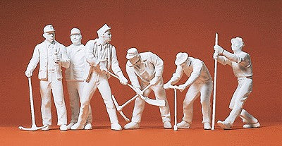 Preiser 45182 G Unpainted Track Workers Plastic Figure Kit (Set of 6)