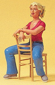 Preiser 45508 G Seated Young Woman Figure with Chair