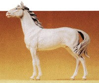 Preiser 47021 G White Elastolin White Standing Horse With Head Raised Figure